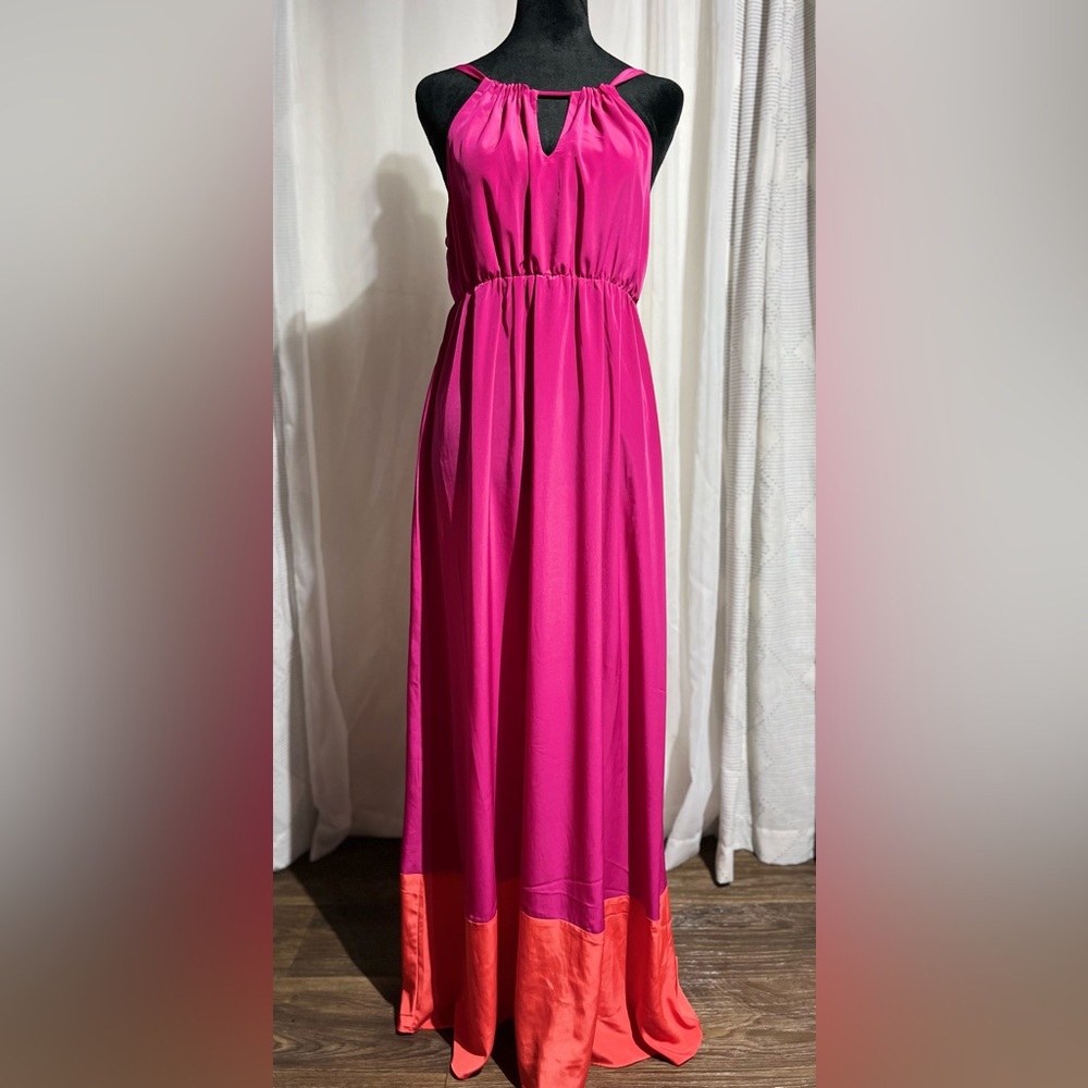 Preloved-Old Navy Maxi Dress, Pink and Orange Maxi Dress, Adjustable Straps.